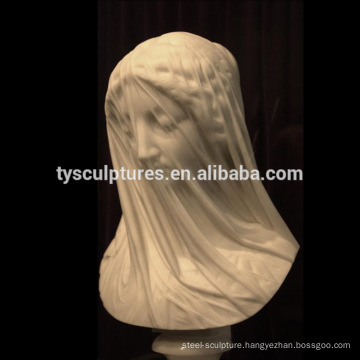 Hot sale stone female veild lady busts white marble woman bust sculpture